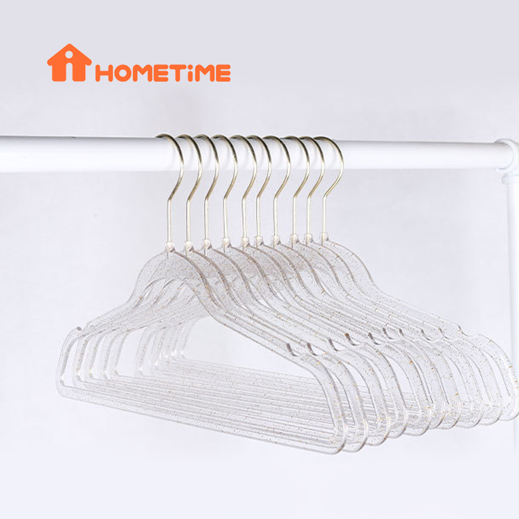 China Hot Sale Space Saving China Thin Hanger Pink Clear Plastic Clothes  Hangers Manufacture and Factory